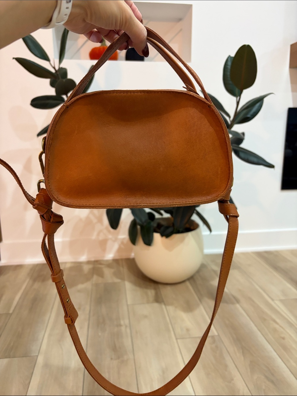 Madewell Cognac Leather Crossbody Bag